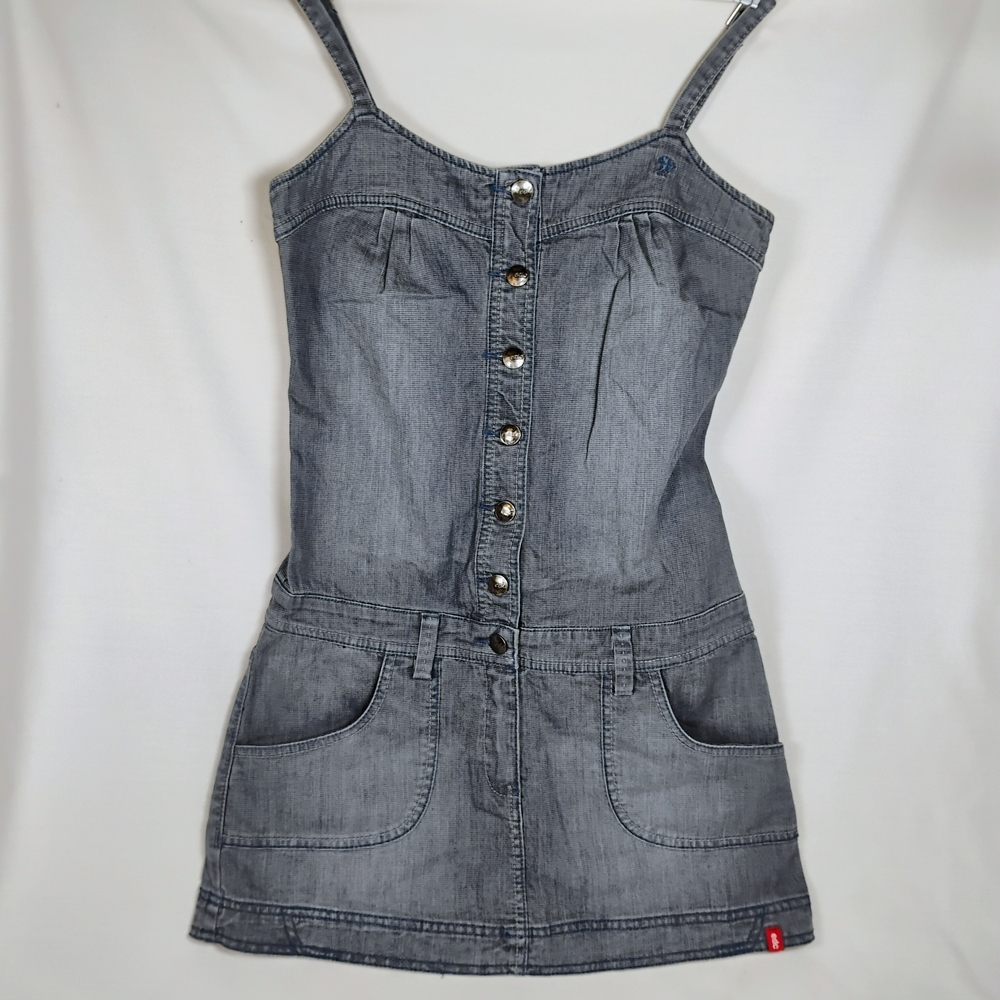 EDC by Esprit Y2K Denim Mini Dress 36 🩵 Mall Goth Rave Pockets